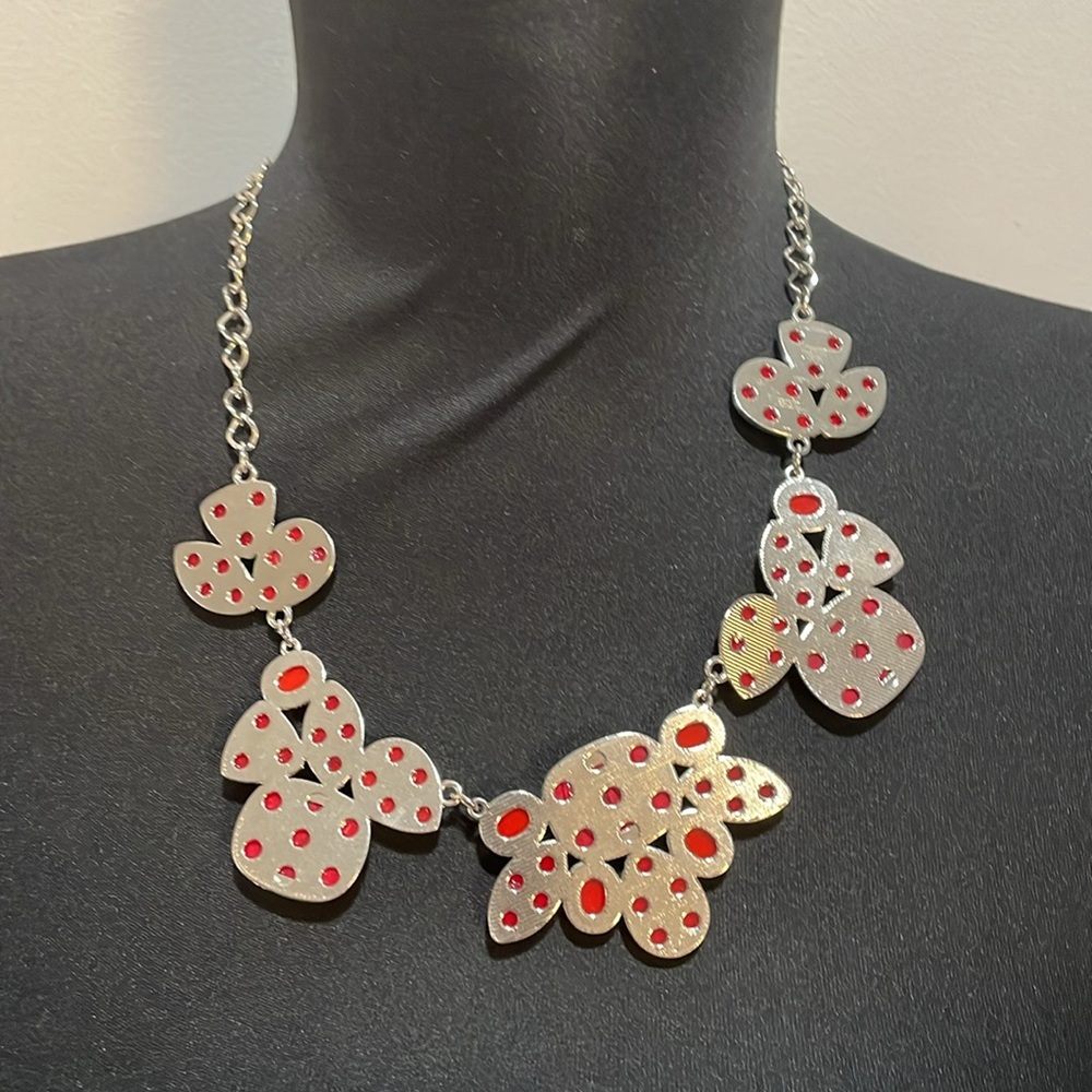 Red Circular Statement Necklace - image 5
